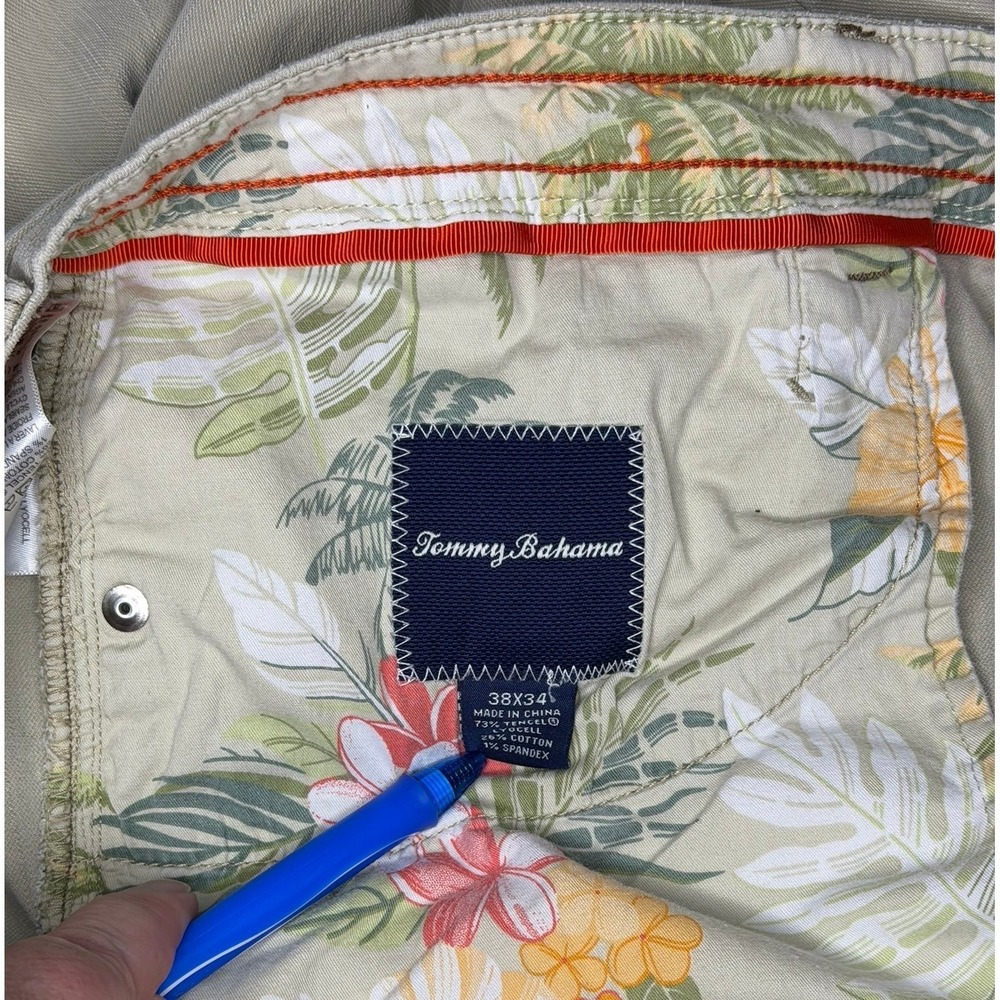 Tommy Bahama Pants Mens 38x30 Khaki Tencel Blend Flat Front Coastal Casual - Picture 6 of 6